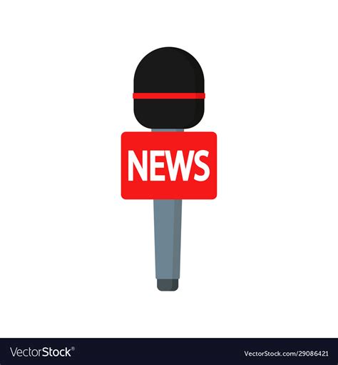 Microphone news icon flat Royalty Free Vector Image