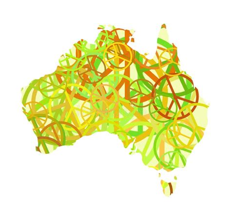 Australia with Peace Symbol, Colors, Isolated. Stock Illustration - Illustration of color, state ...