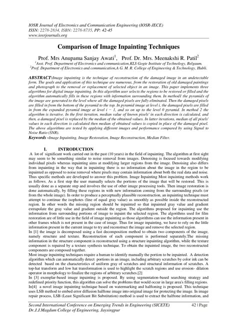 (PDF) Comparison of Image Inpainting Techniques