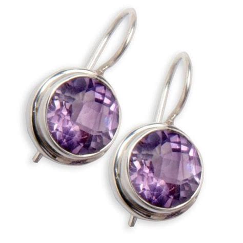 Sterling Silver Amethyst Earrings (India) - Purple - Free Shipping On ...