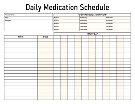 Medication Chart Printable