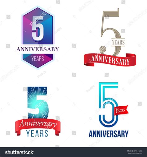 5 Years Anniversary Logo Stock Vector Illustration 372547252 : Shutterstock