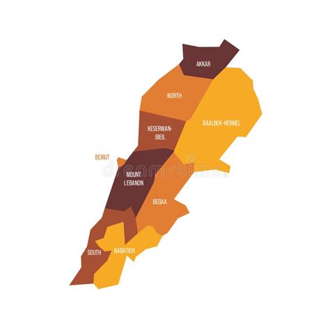 Lebanon Political Map of Administrative Divisions Stock Vector ...