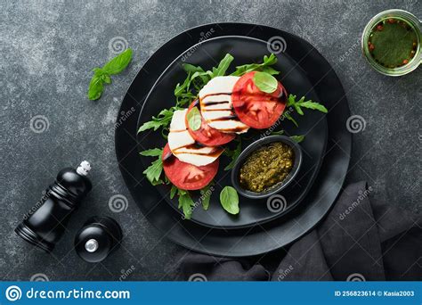 Caprese Salad. Italian Caprese Salad with Sliced Tomatoes, Mozzarella ...