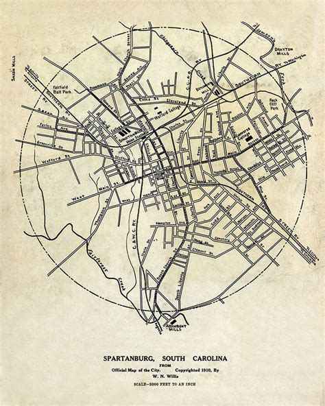 1910 Map of the City of Spartanburg South Carolina - Etsy