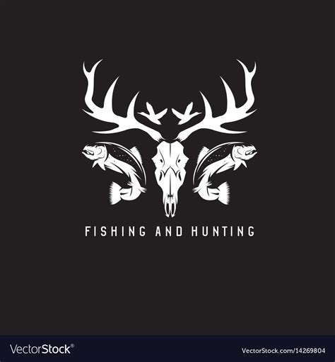 Hunting and fishing vintage emblem design template