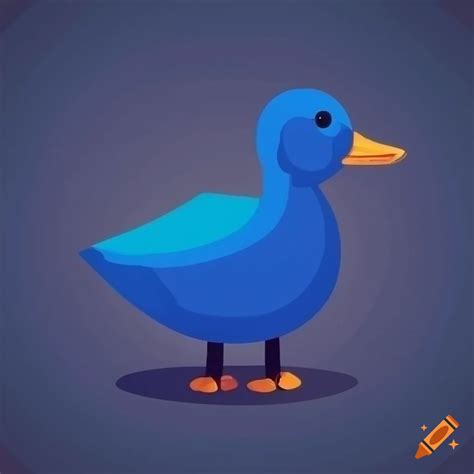 Minimalistic blue duck illustration on Craiyon