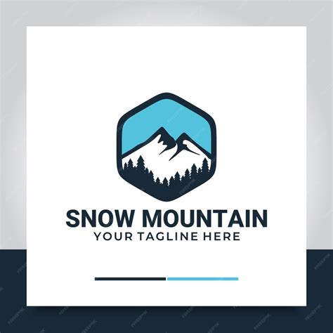 Premium Vector | Snow mountain with pine tree logo design illustration