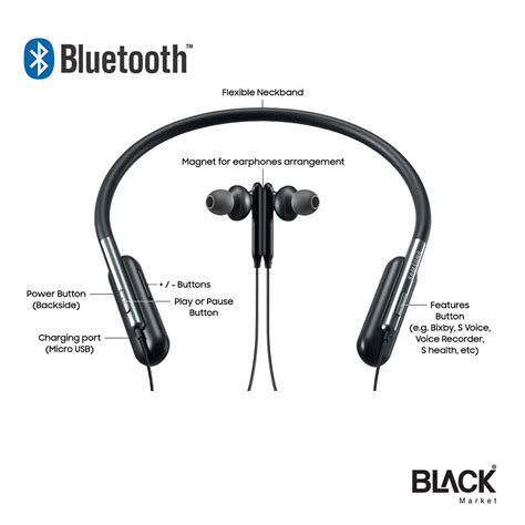 Samsung U Flex Neckband Flexible Design Bluetooth Headphone - BLACK Market