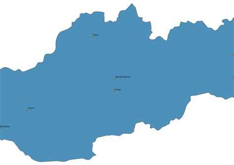 Map of Slovakia With Cities SVG Vector - Cities Map