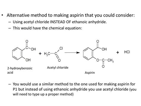 Chemical Equation Synthesis Of Aspirin From Acetyl Chloride - Tessshebaylo