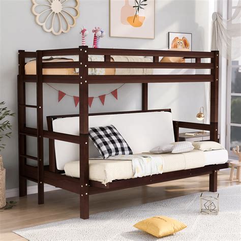 Buy Twin Over Full Bunk Bed Wood Twin Over Futon Bunk Beds Converted Bunk beds for Kids Teens ...