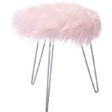 Amazon.com: BirdRock Home Round Pink Faux Fur Foot Stool Storage Ottoman with White Legs ...