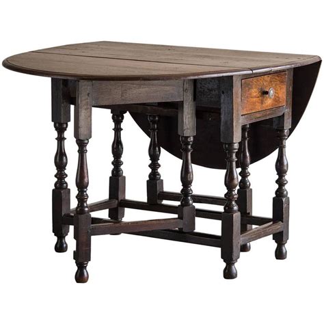 Antique English George III Oak Drop Leaf Table with Drawer, circa 1790 For Sale at 1stDibs