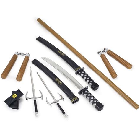 Ninja Warrior Weapons Playset With Katana Swords Nunchucks Sai Bow Staff - Swiftsly
