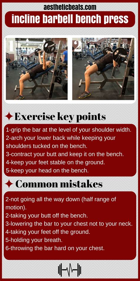 this inforgraphic explains the right way to do The incline barbell bench press (chest workout ...