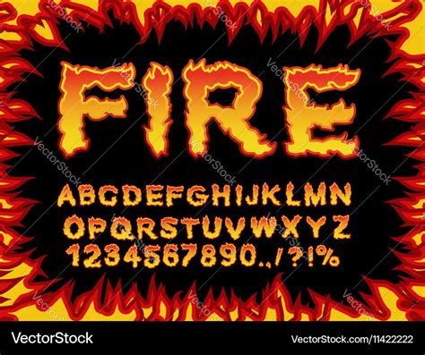 Fire font flame alphabet fiery letters burning abc