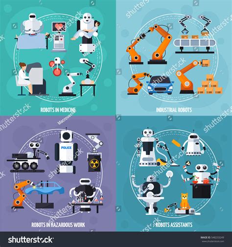 Robots Concept Icons Set Industrial Robots Stock Vector (Royalty Free) 548233249 | Shutterstock