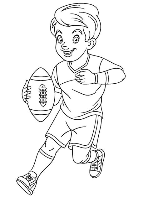 A Boy and Rugby Ball coloring page - Download, Print or Color Online for Free