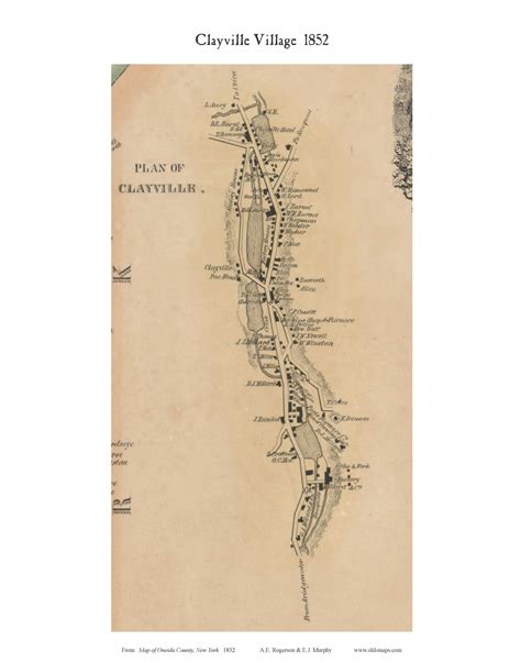 Clayville Village, New York 1852 Old Town Map Custom Print - Oneida Co. - OLD MAPS