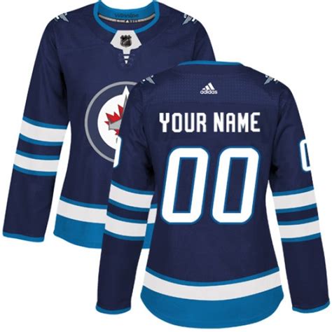 Women's Custom Winnipeg Jets Adidas Authentic Navy Blue Home Jersey On Sale