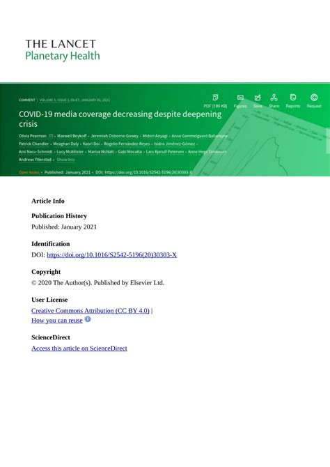 (PDF) COVID-19 media coverage decreasing despite deepening crisis