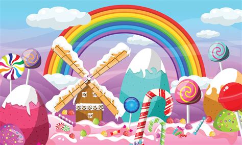 Christmas candy land landscape design with rainbow 3539155 Vector Art at Vecteezy