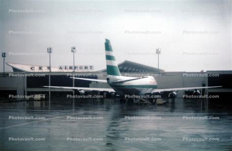 Boeing 747, Cathay Pacific, wet, rainy, rain, CKS Airport, April 4 1982 ...