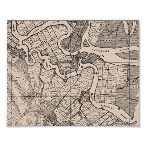 Old Map, Altamaha River, Georgia, USA - Brown Photo Print | Zazzle.com