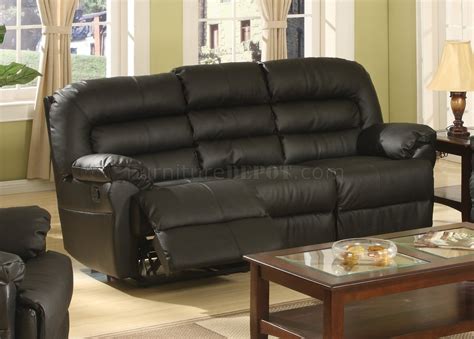 Black Bonded Full Leather Modern Reclining Sofa w/Optional Items