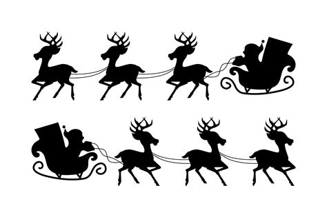 Silhouette Santa and Reindeer Flying Graphic by Lulu Cat SVG · Creative ...