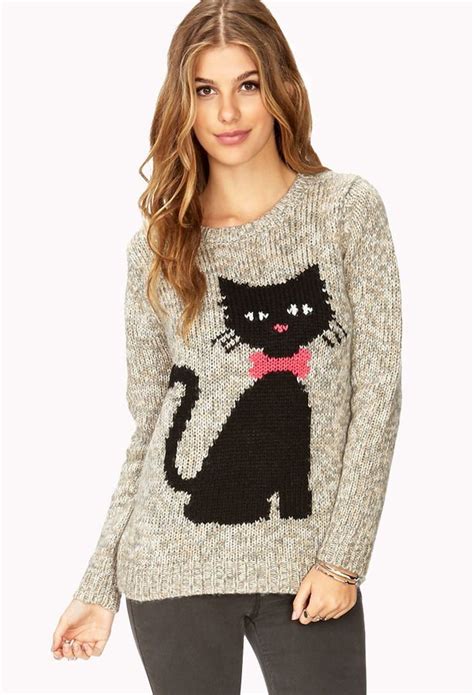 This super cute sweater is the purrfect addition to any cat-centric wardrobe! Description from ...