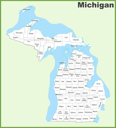 Printable Michigan County Map