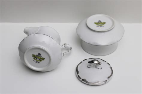 vintage Starlight Harmony House china cream sugar set, platinum silver ...