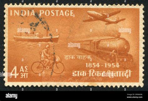 INDIA - CIRCA 1954: stamp printed by India, shows post transport, circa ...