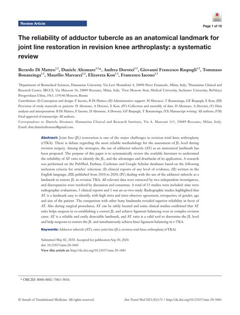 (PDF) The reliability of adductor tubercle as an anatomical landmark for joint line restoration ...