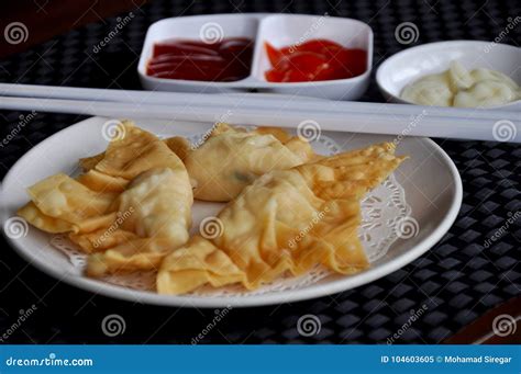 Pangsit goreng mayonaise stock image. Image of wonton - 104603605