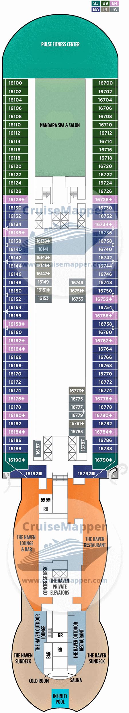 Norwegian Viva deck 16 plan | CruiseMapper