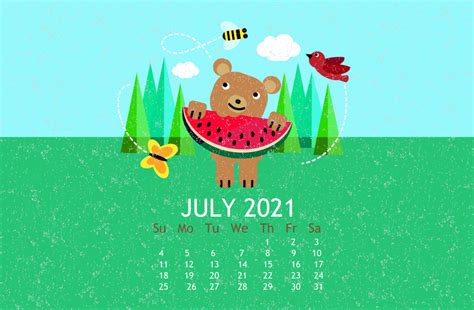 July 2021 Desktop Calendar Wallpaper July Calendar, Excel Calendar, Calendar Layout, Monthly ...