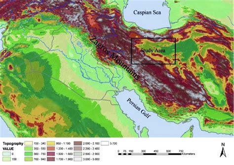The topographic map of the Iranian Plateau, adjacent regions and the... | Download Scientific ...