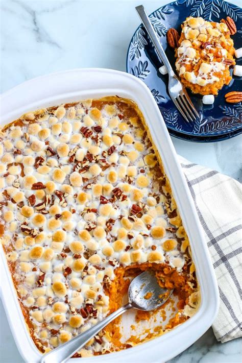 Sweet Potato Casserole with Marshmallows and Pecans