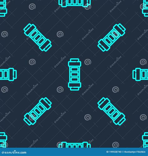 Green Line Battery Charge Level Indicator Icon Isolated Seamless Pattern on Blue Background ...