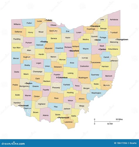 Ohio Counties Map Royalty Free Stock Image - Image: 18617356