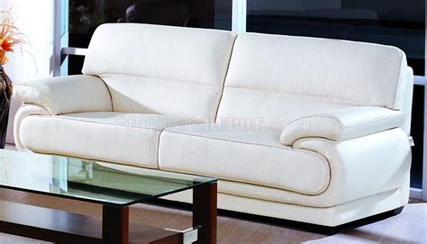 Beige Full Leather Modern Living Room Sofa w/Options