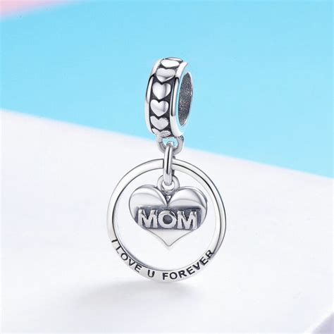 Sterling Silver Mom Charm Mother Charm Silver Heart Charm - Etsy