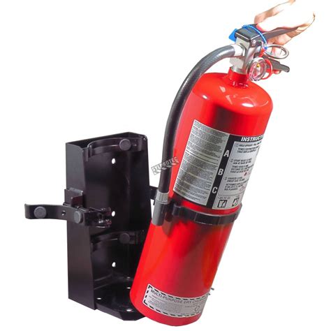 Box-type vehicle bracket for 10 lb fire extinguishers, Ø 4 ¾ - 5 ¼ in.