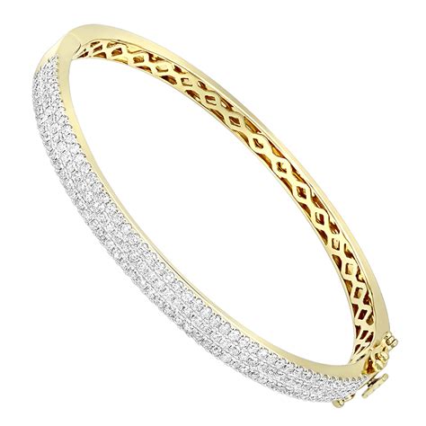 14K Yellow Gold Designer 2 Carat Diamond Bangle Bracelet for Women by ...