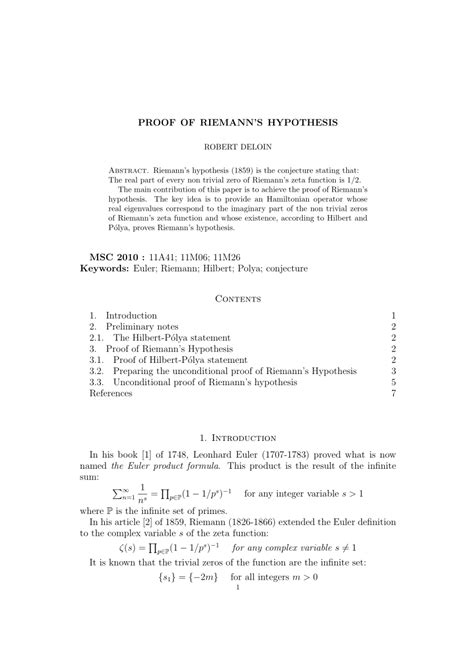 (PDF) Proof of Riemann's hypothesis