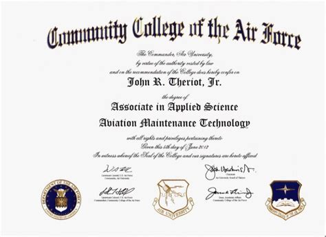 Community College of the Air Force Associate in Applied Science Aviat…