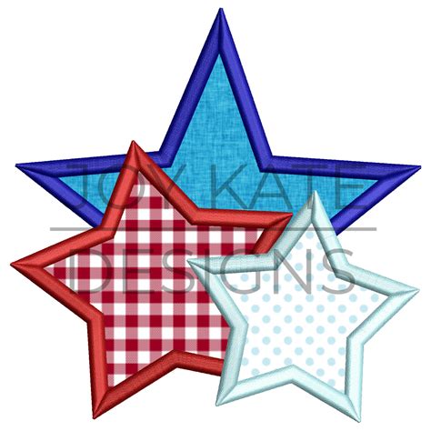 Satin Stitch Stars Applique Design - Joy Kate Designs